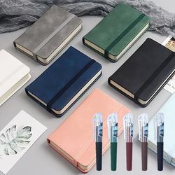 TEMU Random Color-5 Notebooks 5 Mini Pens—softcover Mini Journals, Each With 100 Lined Pages, Elastic Closure, Ideal For Travel, Office, - Assorted Colors