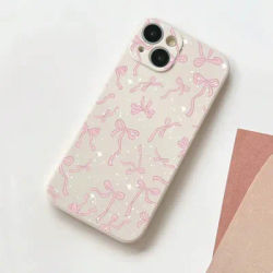 Fashion Pink Bowknot Ribbon Phone Case For Samsung Galaxy A25 A05s A15 A55 A54 A51 A35 A34 A24 A14 A73 A53 A23 4G 5G Cover