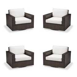 Palermo 4-pc. Swivel Lounge Chair in Bronze Wicker - Standard, Rain Sailcloth Seagull - Frontgate