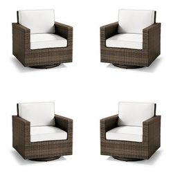 Small Palermo 4-pc. Swivel Lounge Chair in Bronze Wicker - Standard, Peacock - Frontgate