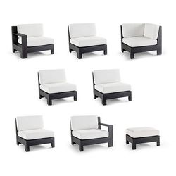 St. Kitts 8-pc. Modular Set in Matte Black Aluminum - Standard, Resort Stripe Leaf - Frontgate