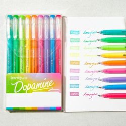 TEMU 9/6pcs Glitter Hand Account Pens Bright Colors Suitable For Hand Account Marking Calligraphy Painting Coloring Greeting Card Writing, Holiday Gifts School Stationery Layered