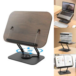 Multifunctional 360° Swivel Foldable Textbook Stand Adjustable Aluminum Alloy Reading Stand With Spring Clip For Laptops, Tablet