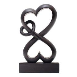 Forever Linked,'Romantic Hand Carved Wood Sculpture with Black Finish'