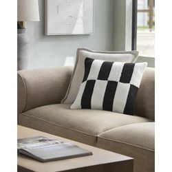Calida 18" Square Modern Black/Off White Throw Pillow - Boutique Rugs