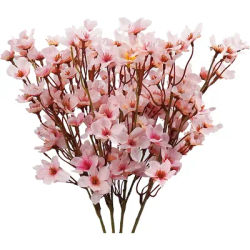 40cm Pink Artificial Cherry Blossom Flower Silk Peach Flowers Fake Plants Arrangement for DIY Garden Home Wedding Party Decor