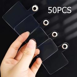 TEMU 50pcs Transparent Pvc Mobile Phone Lanyard Straps With Detachable Card Gaskets - Hanging Cord Patches For , Ideal For , Phone Safety Accessories| Patches|durable Gaskets