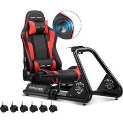GTPLAYER Simulateur de Conduite, Siège de Simulation pour PC avec Haut-Parleurs, Support pour
