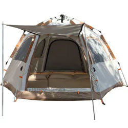 Quick Opening Camping Tent, Waterproof Hexagonal Fully Automatic Outdoor Camping Single-layer Oxford Cloth Beach Tent