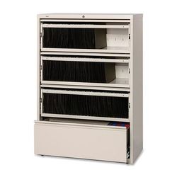 Lorell Fortress 42"w X 18-5/8"d Lateral 4-Drawer File Cabinet With Roll-Out Shelves, Putty