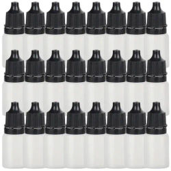 25/50/100Pcs Black Cap Dropper Bottles 10ml Squeezable Eye Liquid Bottle Plastic Eye Liquid Bottle Essential Oil Sample Bottles