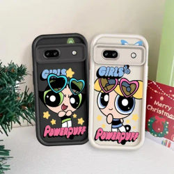 Cute P-Powerpuffs G-Girls For Google Pixel 9 8A 8 7 7A Pro XL 5G Eye Ladder Phone Case Soft TPU Shockproof Cover