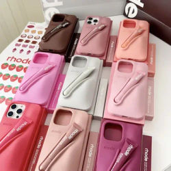 Rhode Case For iPhone 12 13 14 15 16 Pro Max Plus 17 Air Portable Lip Gloss Holder Lipstick Silicone Soft Bumper Cover Lip Glaze