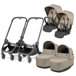 Peg Perego City Loop Twin Stroller + Pop Up Bassinet With Stand Bundle - Black / Vanilla Blend / Van