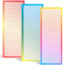 3 Pc Magnetic Notepad for Refrigerator, 100 Sheets Each, Gradient Grocery List Notepad for Refrigerator, To-Do Memo,8 x 3 Inches