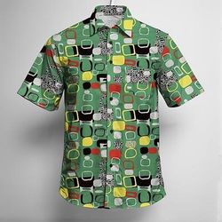 Retrò Vintage Anni '70 Camicia Camicia Aloha Hippie Disco Geometrico Costume Per uomo Mascherata Vacanza Feste Parata dell'Orgoglio Adulti Camicia