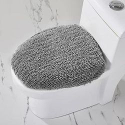 Granada Collection 100% Cotton 18" X 20" Lid Cover Bath Rug by Better Trends in Gray