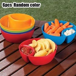 TEMU 6-pack Multifunctional Plastic Snack Serving Bowls - Non-fragile Dipping And Chunking Cups, Assorted Colors, Ideal For Chips, Fries, And Sauces