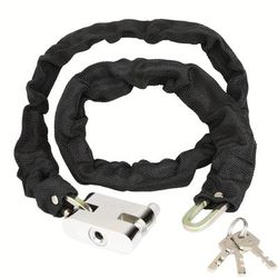 TEMU 1pc Heavy Duty Stainless Steel Motorcycle Chain Lock, 80cm Polished Finish, Knob Controller, Black - Secure Bike And Cycle Padlock, Bike Lock