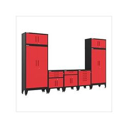 Armadillo Tough Red 7-Piece Garage Cabinet System with Levelers