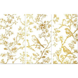Rub on Transfer Sticker for Furniture Crafts Decor 6"x12" Gold Branches and Birds 3Pcs Waterproof UV DTF Transfer for Lingerie