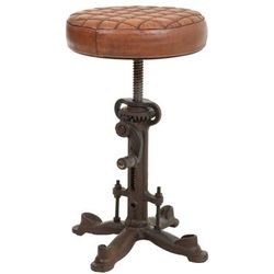 Sgabello in metallo e pelle 30,5x30,5x33