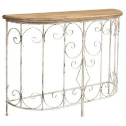 Mobile da ingresso in legno e metallo finitura invecchiata 109x35x81