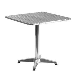 MoTak M165 27 1/2" Bistro Table w/ Aluminum Base & Square Stainless Steel Top- Indoor/Outdoor, 27 1/2"H