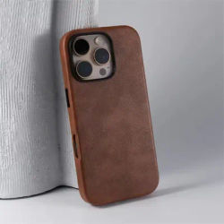 Luxury Business Vintage Leather Magnetic Phone Case for IPhone 16 Plus 15 14 13 12 Pro Max Metal