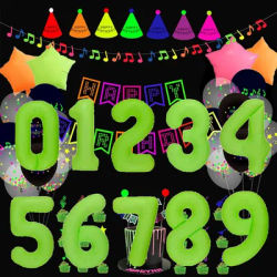 1Pc 40 pouces néon UV veilleuse vert numéro feuille ballon garçons filles enfants fête d'anniversaire décorations cadeau jouets Bar décor Globos