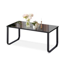 TEMU Glass Coffee Table Rectangle Coffee Table With Metal Frame Tempered Glass Tabletop End Side Table For Living Room Home Office