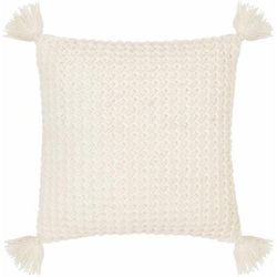 Litzy 18" Square Cottage Wool Ivory/Off White/Pearl Throw Pillow - Boutique Rugs