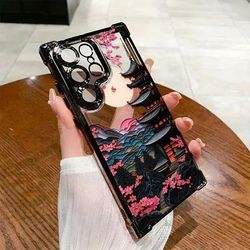 TEMU Japanese-style Ancient House Phone Case Compatible With Galaxy S25 S24 S23 S22 S21 Fe 4g 5g, Shockproof Transparent Soft Back