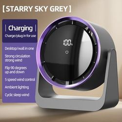 TEMU Portable Led Fan With Touch Screen Control, 5-speed Adjustable Fan, Digital Display, Usb Rechargeable, Indoor/outdoor Use, For , Portable Fan