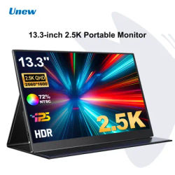 Unew Portable Monitor 13.3 inch 2560*1600 2.5K Gaming Display Screen HDMI Type-C for PS Xbox Switch Laptop Phone Tablet