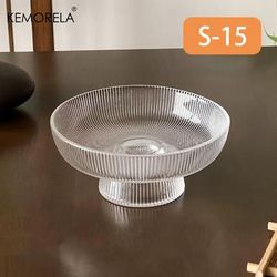 TEMU Kemorela Elegant Glass Fruit Bowl - Large Capacity, Vertical For Cakes & Snacks, Restaurants & Banquets