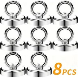 TEMU 8pcs Of Magnet With Sinking Hole Fishing Magnet, Suitable For Indoor, Outdoor, Tool Room, Warehouse, Garage, Cruise, River Use, Holiday Decoration Hanging
