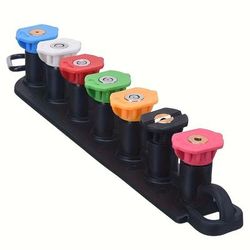 TEMU High Pressure Washer Head, Set Of 7 High Pressure Washer Nozzle Tips With Holder, 1/4 Inch (approximately 0.6cm) Quick Connection, 4000 Psi