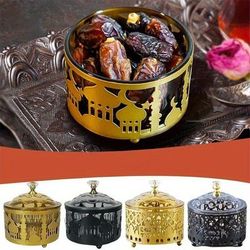 TEMU Serving Platters Metal Ramadan Dessert Tray Food Storage Box Jar