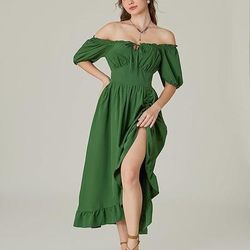 Retrò Vintage Medievale Rinascimento Midi Vestito Sotto il vestito Manica a Palloncino Vichingo Ispirato alla Reggenza Cottagecore Costume Per donna Fantasia Halloween Carnevale Vacanza LARP Fiera
