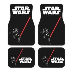 TEMU Car Floor Mats Star Wars Vader Theme 4pcs Set Lightsaber Car Floor Mats, Fashionable And Durable Easy To Clean, Suitable For All Models Mat For Cars, Trucks, And Suvs