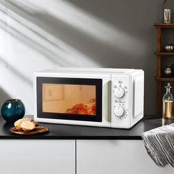 TEMU Comfee' 700w 19l White Mini Microwave Oven, Compact Mirror Design With , Quick Function, 5 Cooking Power Levels & Manual Timer.