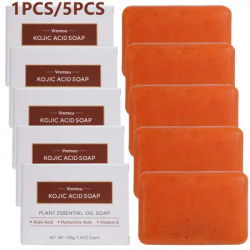 1Pcs/5Pcs Kojic Acid Soap, Plant Essential Oil Cleansing Soap, Body Fragrance Shower Scrub Particle Soap Improves Skin Roughness