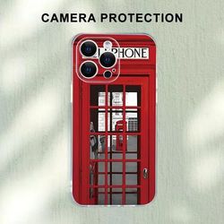 TEMU Fashionable And Popular Red Telephone Booth Pattern Phone For Iphone 7/8/x/xs/xr/11/12/13/14/15/16 / For Girlfriend, For Man, Husband, Wife, Or