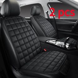 TEMU Plush Car Seat Cushion Set Of 2 - Comfortable And Warm Velvet For Driver And Passenger, With Base And Backrest, Great Gift For Or Colleagues