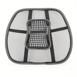 TEMU Ergonomic Car Lumbar Support Pillow - Breathable Mesh Back Cushion For Office & Vehicle Use, Durable Polyester Material, Adjustable Straps For , Back | Breathable Material, Car Seat Cushion