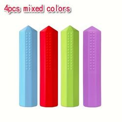 TEMU 4pcs Silicone Pencil Caps For Autism And Adhd Who Like To Bite The Pen, Multiple Colors Decompression Chewable Pencil Cap For Adult