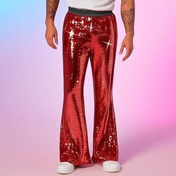 Retrò Vintage Anni '80 Pantaloni a zampa d'elefante Pantaloni a zampa Disco Paillettes Bootcut Costume Per uomo Halloween Carnevale Parata dell'Orgoglio Mese dell'orgoglio Adulti Pantaloni