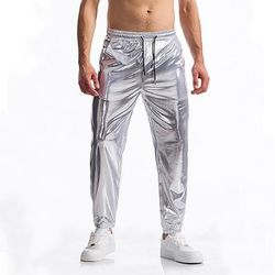 Retrò Vintage Anni '80 Lunghezza alla caviglia Pantaloni Jogger Disco Vernice in lattice lucido Metallico Costume Per uomo Halloween Carnevale Parata dell'Orgoglio Mese dell'orgoglio Adulti Pantaloni