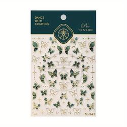 TEMU 5d Embossed Jelly Nail Stickers With Golden Accents - Easy-to-apply, Long- Adhesive Decals For Salon-quality , Designs For All , 3d Effect, Hypoallergenic